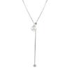 Pure Silver Pullable Long-style Pearl Necklace for Women, in A Cold and Elegant Style, with A Simple Sweater Chain for Pulling.