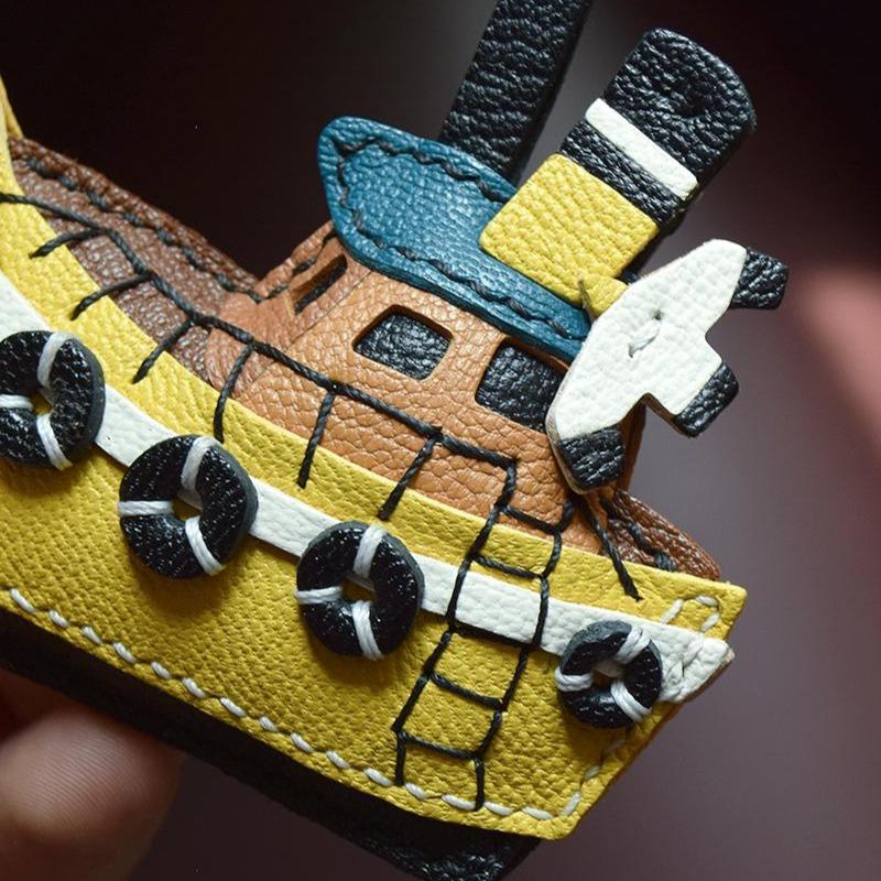 My Little Fishing Boat/original Design Leather Handmade Car Key Bag Pendant Female Hipster Key Chain
