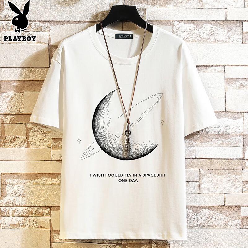 PLAYBOY Men's Pure Cotton Short-Sleeve T-Shirt