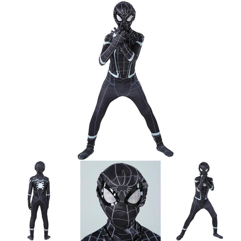 Elegante Tuta Cosplay di Spider-Man Homecoming Nera con Lavorazione Raffinata per Tutte le Età