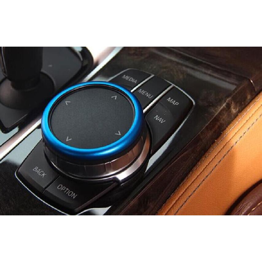 Middle Console Multimedia Button Switch For BMW 5 Series 2018- Blue Aluminum