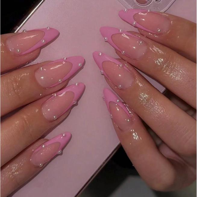 High-End French Almond Press-On Nails - Medium-Long, Stylish & Elegant