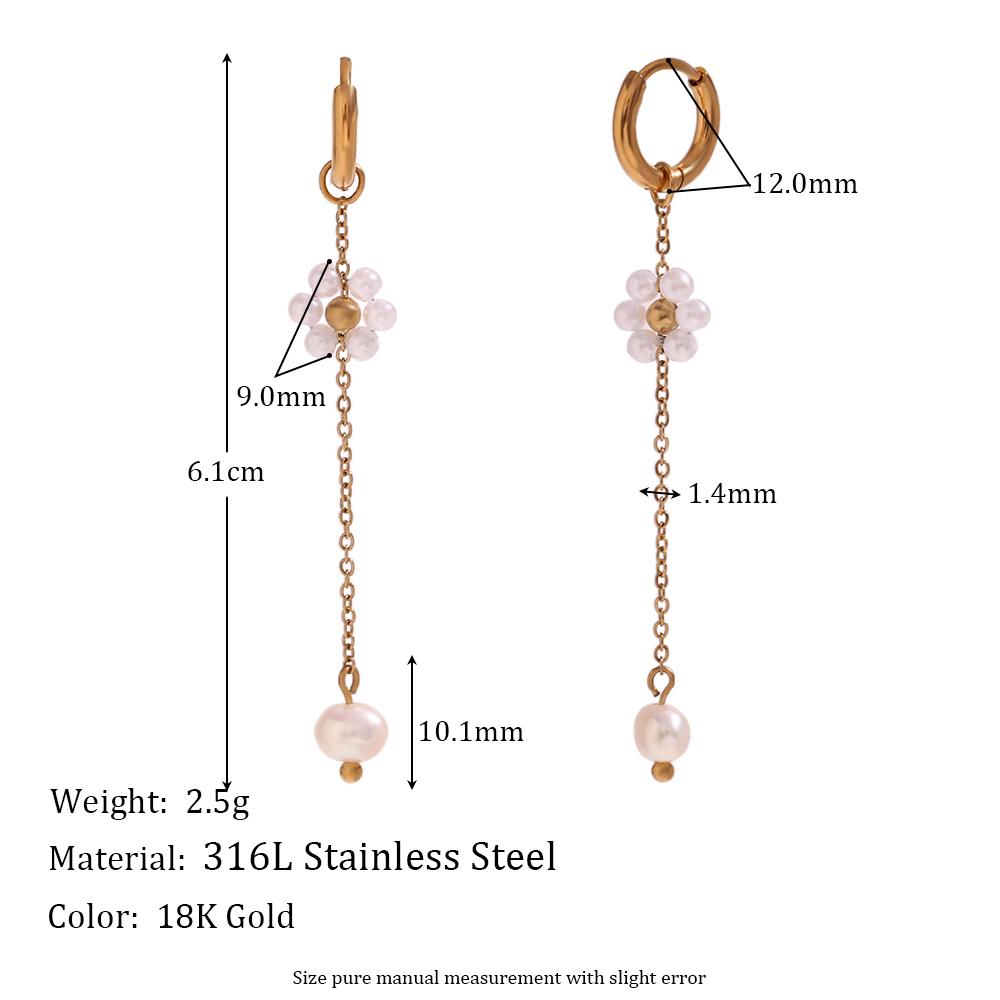 MamacitaSlay 18K Gold Plated Snowflake Long Tassel Hoop Earrings 316L Stainless Steel Waterproof Jewelry For Women Everyday Wear