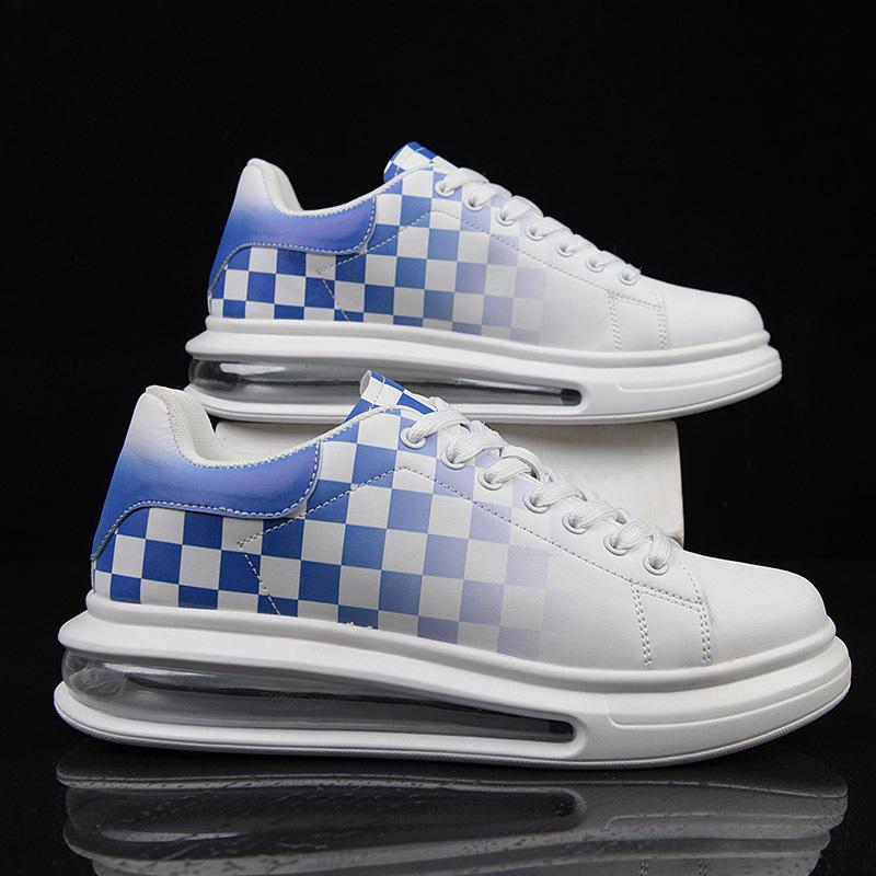 

Мужские кроссовки в стиле знаменитостей белого цвета с воздушной подушкой - Всесезонные, увеличивающие рост, на толстой подошве, повседневная спортивная обувь