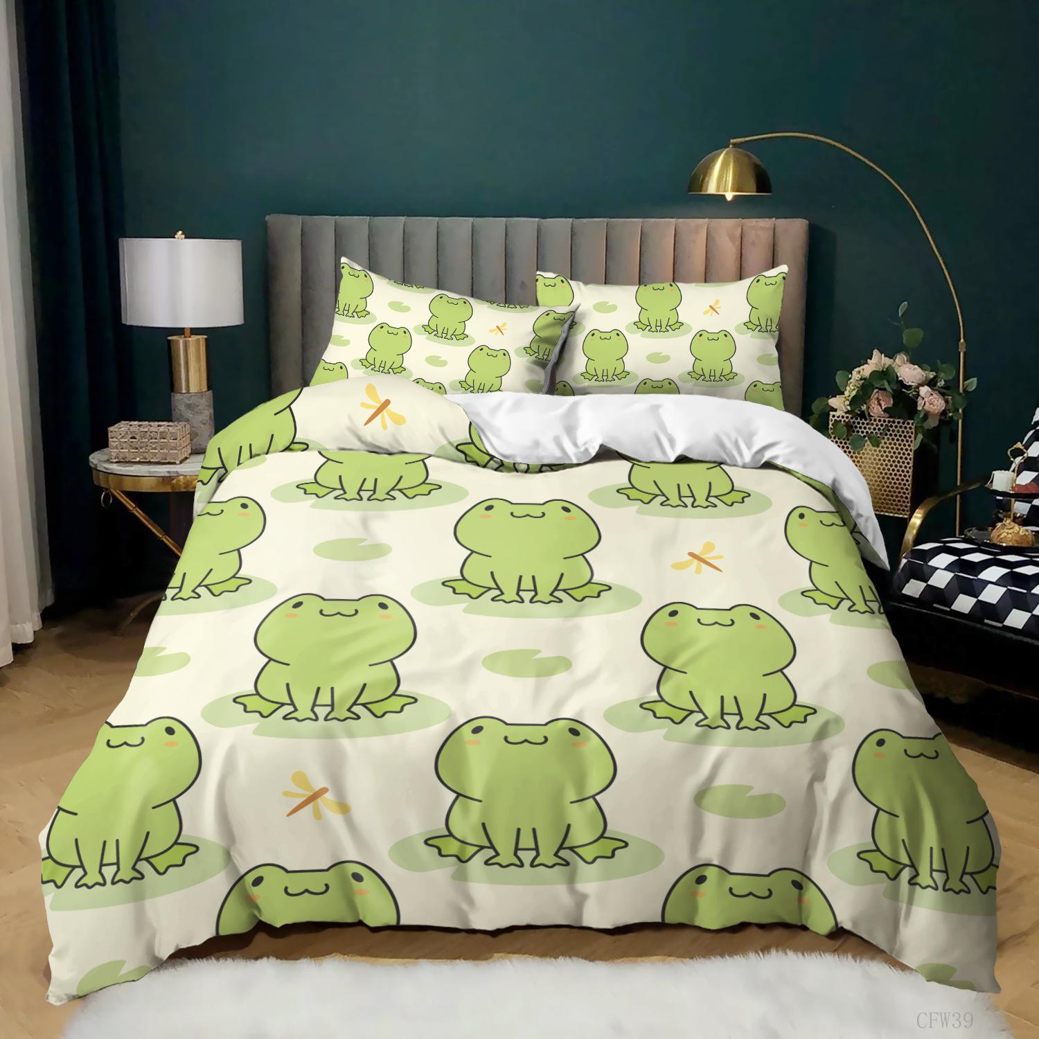 Home Textile Animal Small Frog Quilt Cover Bed Sheets Pillowcase Fitted Sheet Made 3d Home Textile 135*200cm