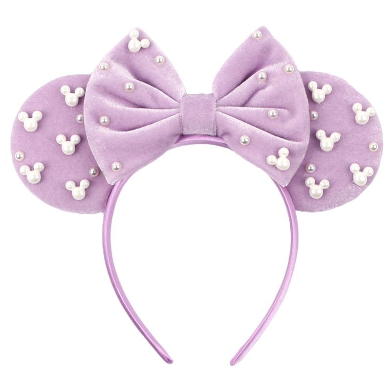 Ny Trendig Musöron Hårband Mickey 3.3" Sammet För Flickor Mjuk Rosett Hårband Halloween Festival Fest Resa DIY Håraccessoarer