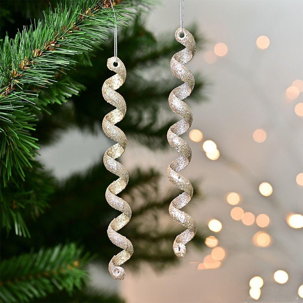 4 stk Plast Jule Snøkrystaller Istapp Anheng Tvunnet Utsøkt Falsk Istapp Ornament DIY Simulering Isstripe Anheng