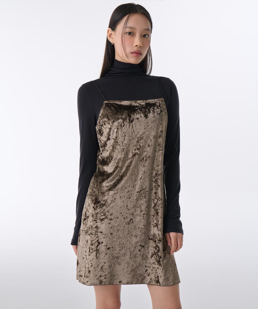 MUSINSA STANDARD WOMAN Women'S Velvet Bustier Mini Dress [Brown]