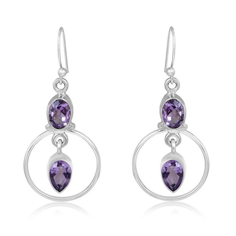 

Solid 925 Sterling Silver Amethyst Gemstone Birthstone Gemstone Earrings Handmade Designer Earrings
