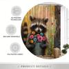 Waschbären-Duschvorhang - Niedlicher Waschbär mit Blumen, Rustikaler Zaun, Bunter Hintergrund, Lichtbeständig, 70,8 x 70,8 Zoll, Maschinenwaschbar