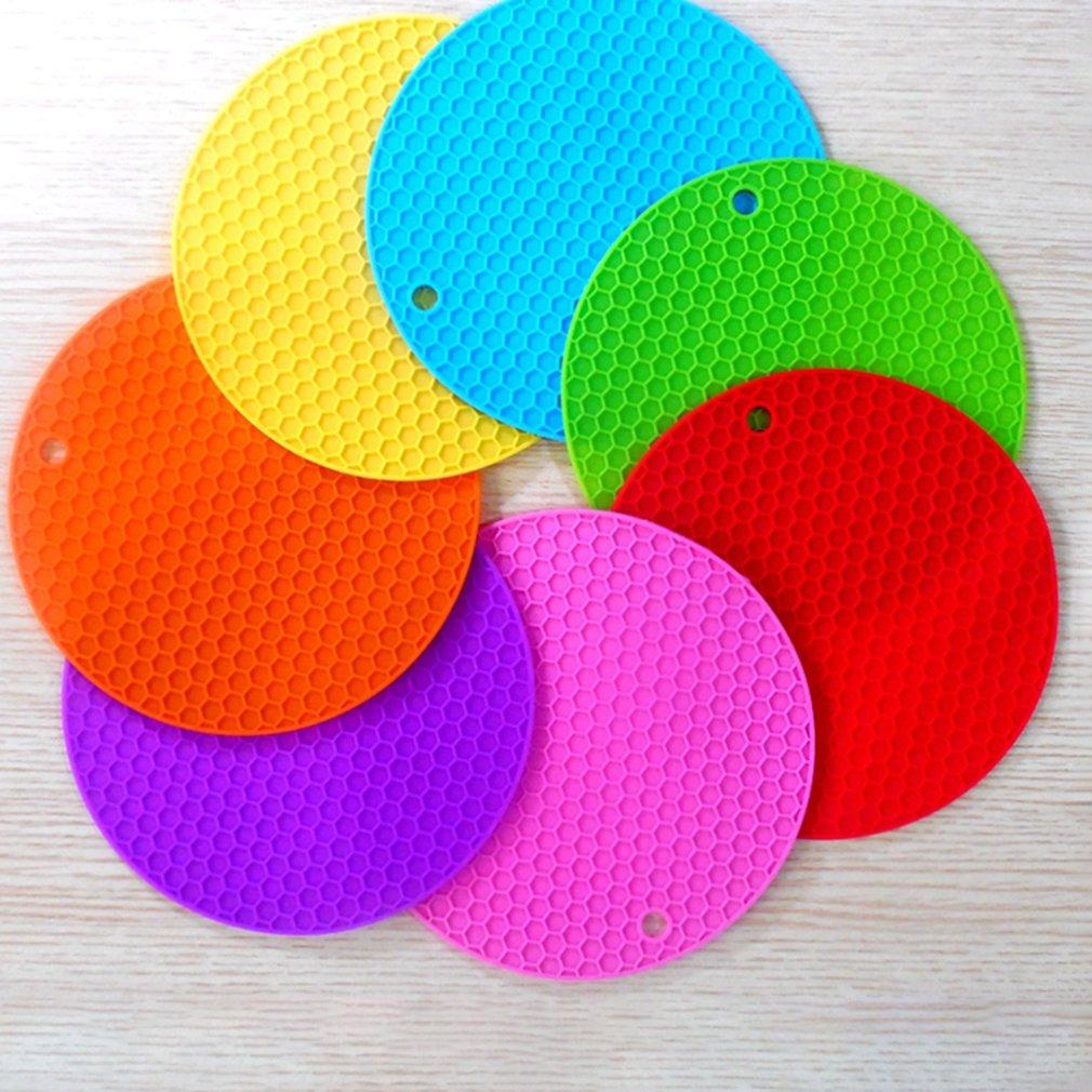 Tapis isolant rond en silicone 18 cm antidérapant résistant à la chaleur anti-brûlure nid d'abeille tapis pour micro-ondes porte-casserole épaisseur dessous de verre