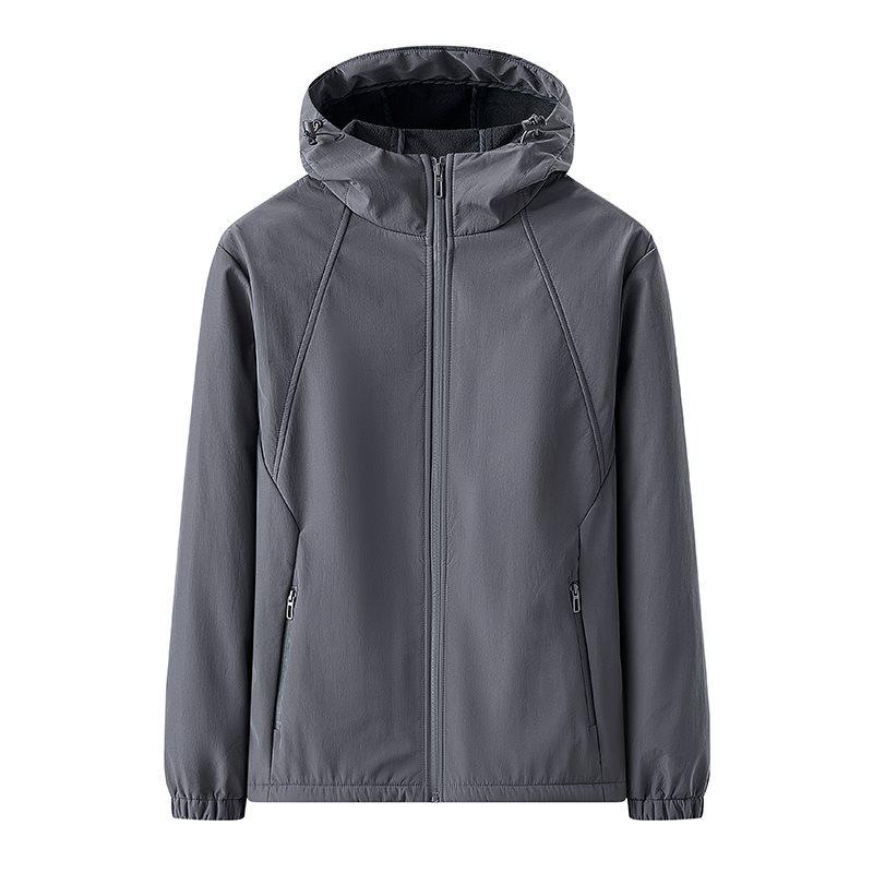 Men's Autumn Hooded Windproof Jacket - Plus Velvet, Thickened, Waterproof, Casual & Mountaineering.