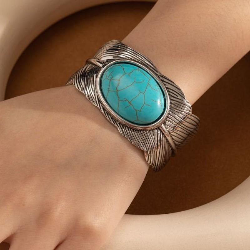 Bohemian Peacock Feather Bracelet Iron Alloy Electroplated Vintage Style Statement Jewelry Women