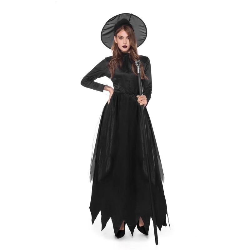 Halloween Black Wizard Wizard Robe Wicked Witch Adult Men's and Women's Stage Costumes