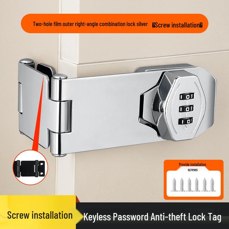No-Drill Combination Lock for Cabinets, Drawers, and Refrigerators - Anti-Theft Double Door File Latch