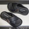Dicke Sohlenslipper für Damen 2026 Sommer Neu Kreuzriemen Mode Damen Brot-Sandalen Einteilige Slipper Damenschuhe Slipper