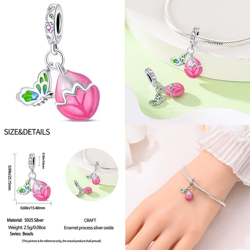 Copper Metal Colorful Butterfly Pendant Bead Component Charm Bead Component Bead Components Golden Butterfly Secure Safety Chain Compatible With 4MM