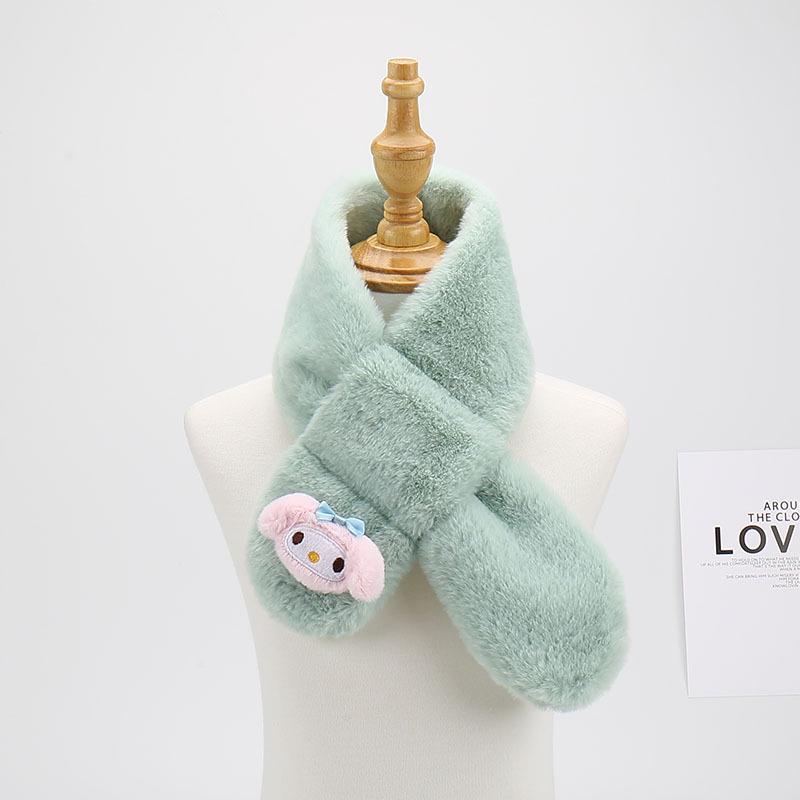 2025 Korean-Style Parent-Child Plush Scarf for Kids - Faux Rabbit and Mink Fur, Warm for Autumn/Winter Boys & Girls