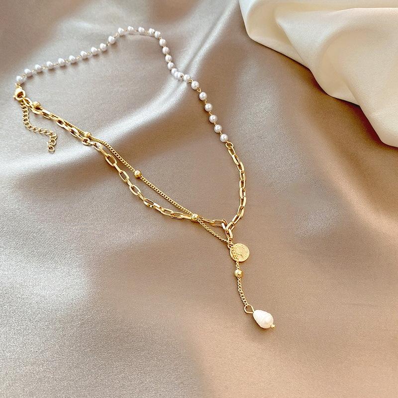 Королева Индивидуальности Головной убор Подвеска Ожерелье с Составным Жемчугом Цепочка-ожерелье для Стильного Свитера