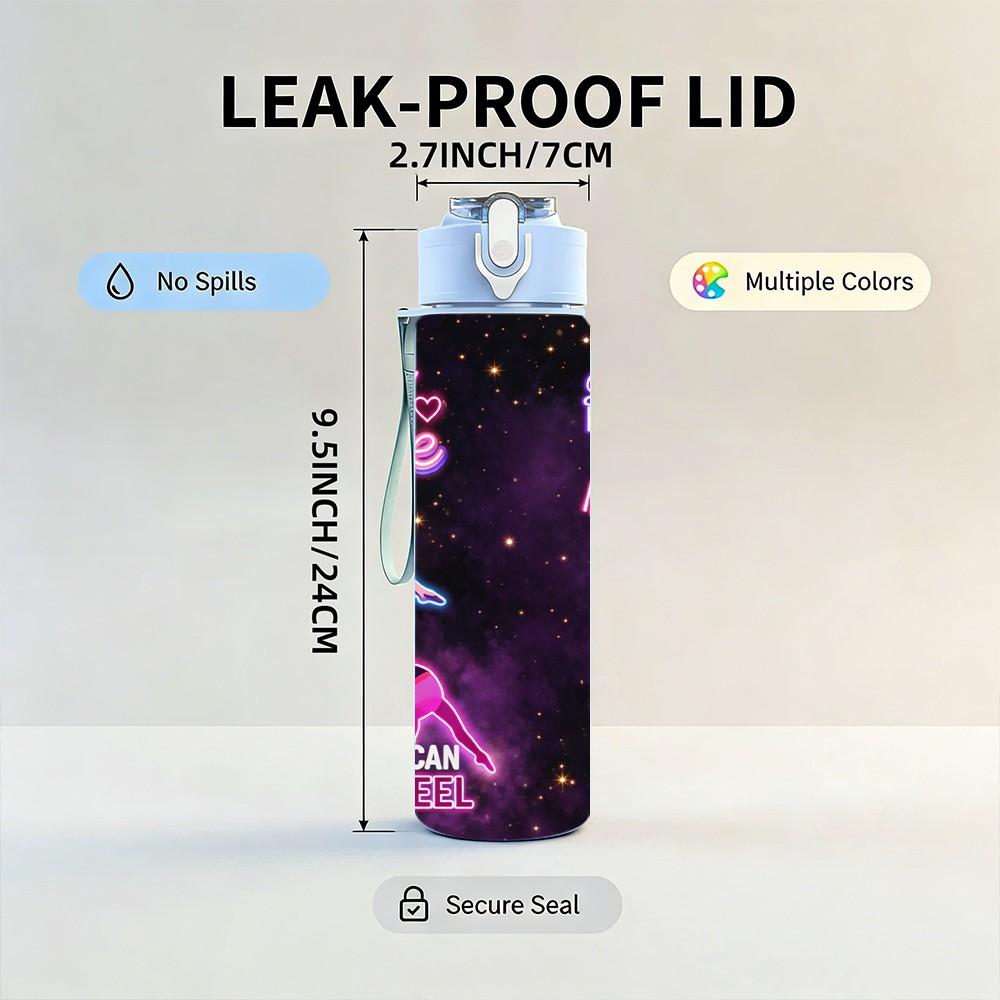 1PC Hustle Girl Purple Galaxy Quote 750ml Color Plastic Sports Water Bottle Leakproof Flip Straw Lid Suitable for Sports Office Home Use