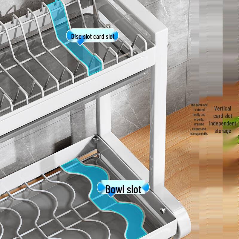 Modern 2-Tier Carbon Steel Kitchen Countertop Drying Rack