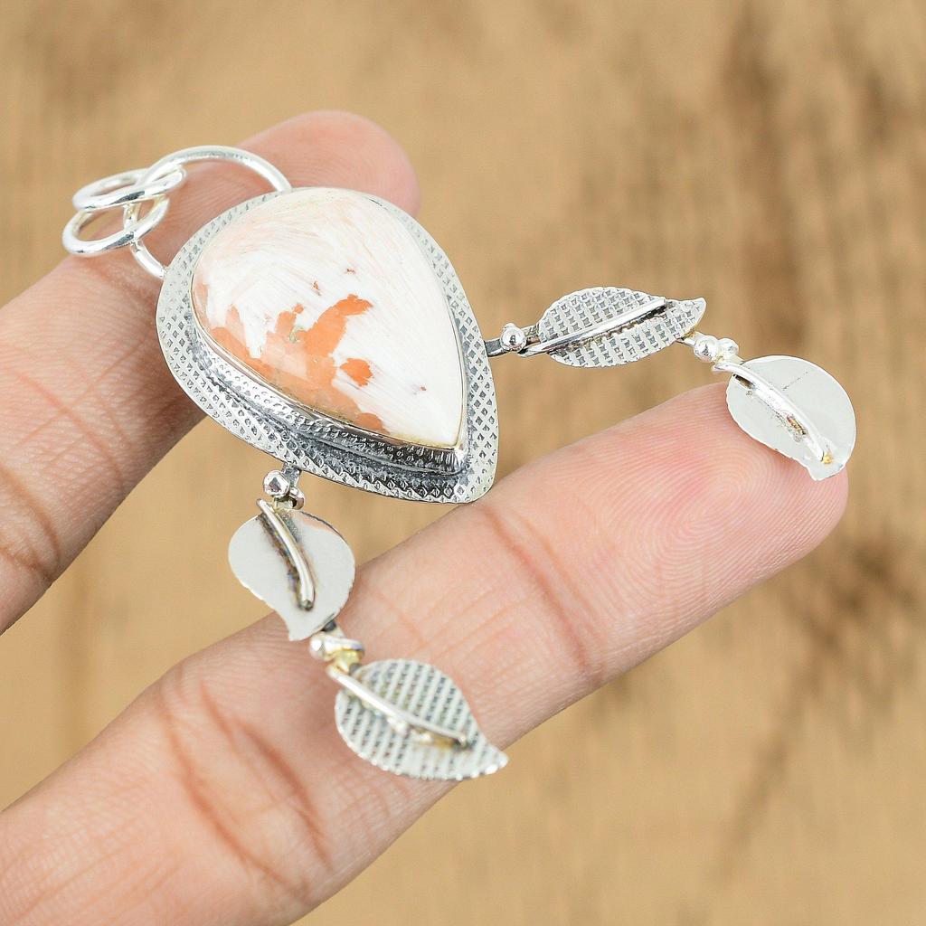 Gift For Her 925 Sterling Silver Natural Scolecite Gemstone Jewelry Pendant