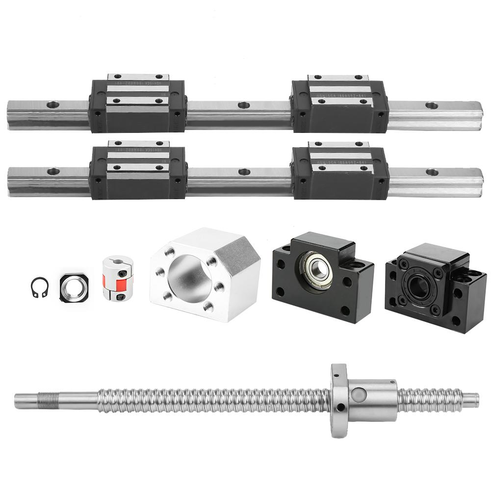 2pcs HGR15 300mm Linear Guide Rail & 1pc RM1605 300mm Ballscrew & BF12 BK12 Kit