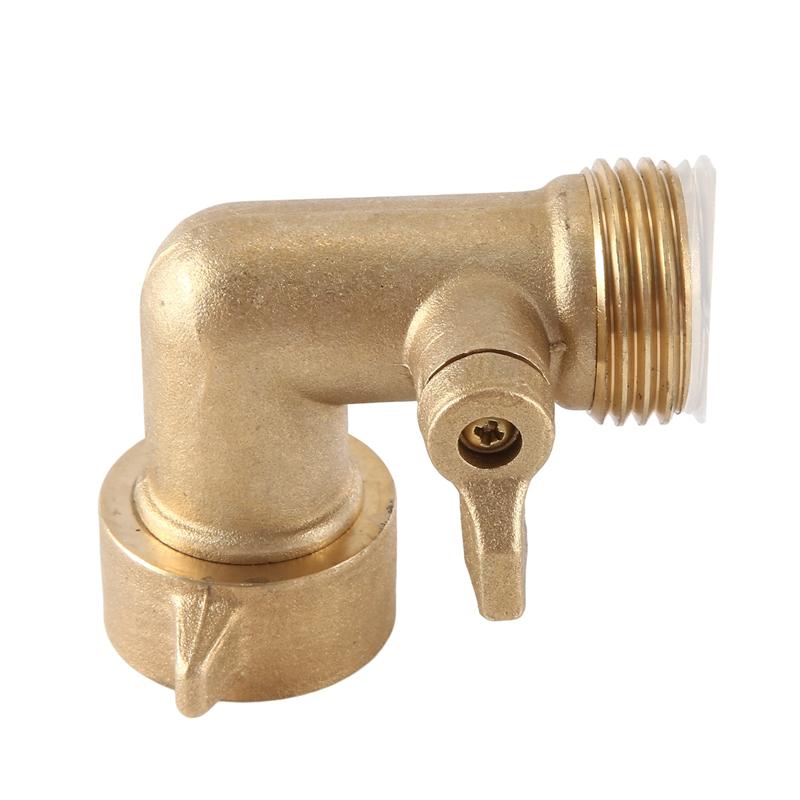 A84X-2Pcs 90 Degree Garden Hose Elbow Adapter Faucet Connector With Shut Off Valve With 2 O-Rings Solid Brass