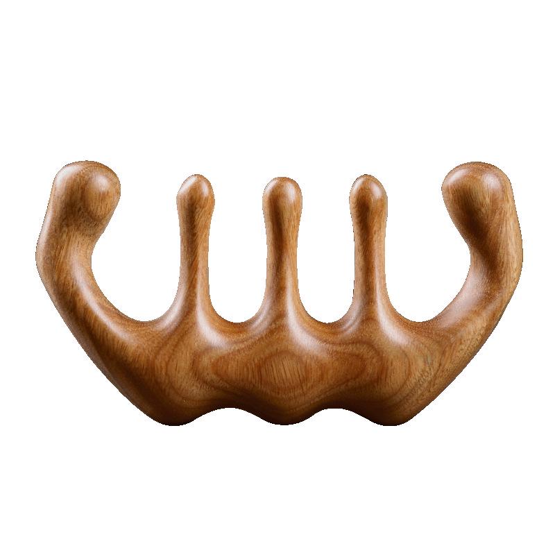 Golden Sandalwood Massage Comb - Multifunctional Head Therapy & Blood Circulation Activation Gua Sha Tool.
