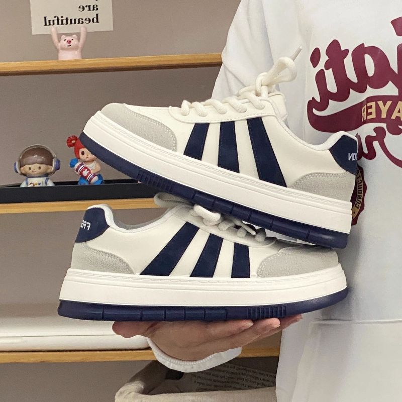 Korean Milk Fufu Little White Shoes Women's 2025 Spring Thick-soled Niche Design Sense Casual Board Shoes Round Head Bread Shoes