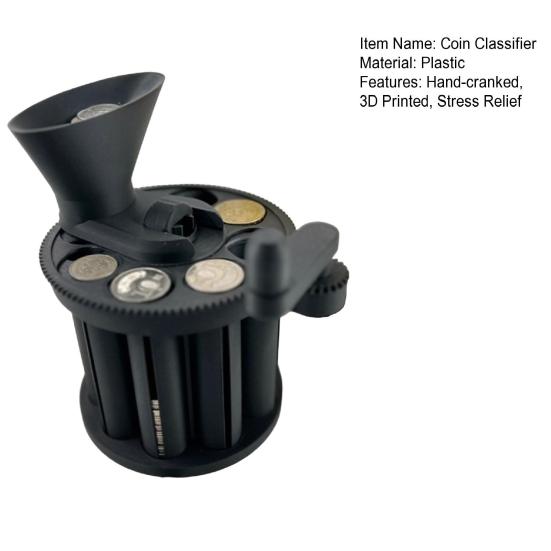 Hand-cranked Coin Classifier 3D Printed Manual Coin Sorting Machine Coin Sorter Organizer Storage Box Coin Classification Tool