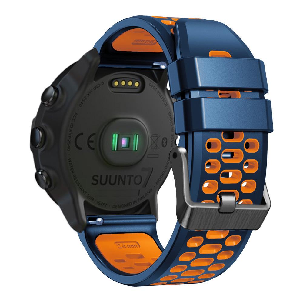 For Suunto 7/9/9 Baro Dual-color Silicone Watch Band 24mm Multi-hole Design Quick Release Wristband Strap
