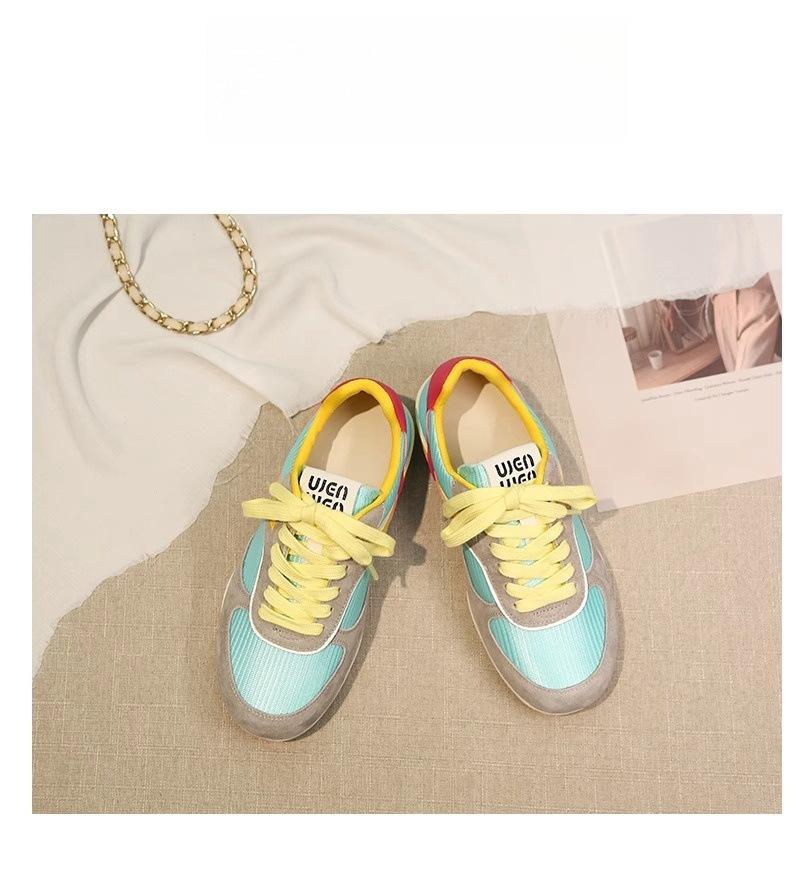 Japanese sports shoes women's 2025 spring new lace-up casual shoes show feet small mesh breathable retro flat-bottomed German training shoes