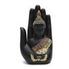 Buddha Sitting in Hand Statue Resin Buddhist Figurines Sculpture Thai Buddha Ornaments Home Decoration Crafts, Black