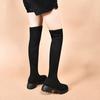 Over-knee boots women's new simple temperament black long boots comfortable elastic boots thin boots