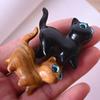 Small Crafts Kawaii Cat Miniature Figurines Handmade Sandalwood Carving Kitty Sculpture Desk Ornaments Gift Home Decoration