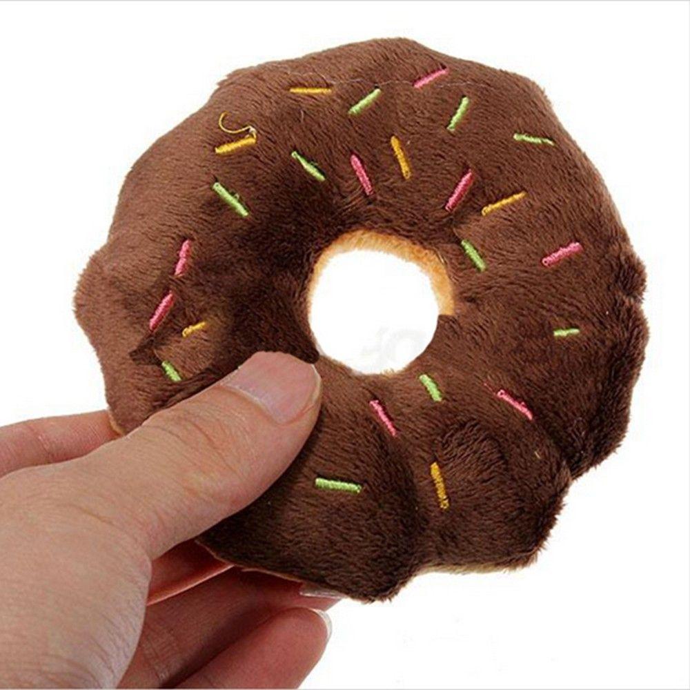 Squeaky Cotton Sound Animal Play Squeaker Lovely 3 Color Dog Toy Donut Pet Toys