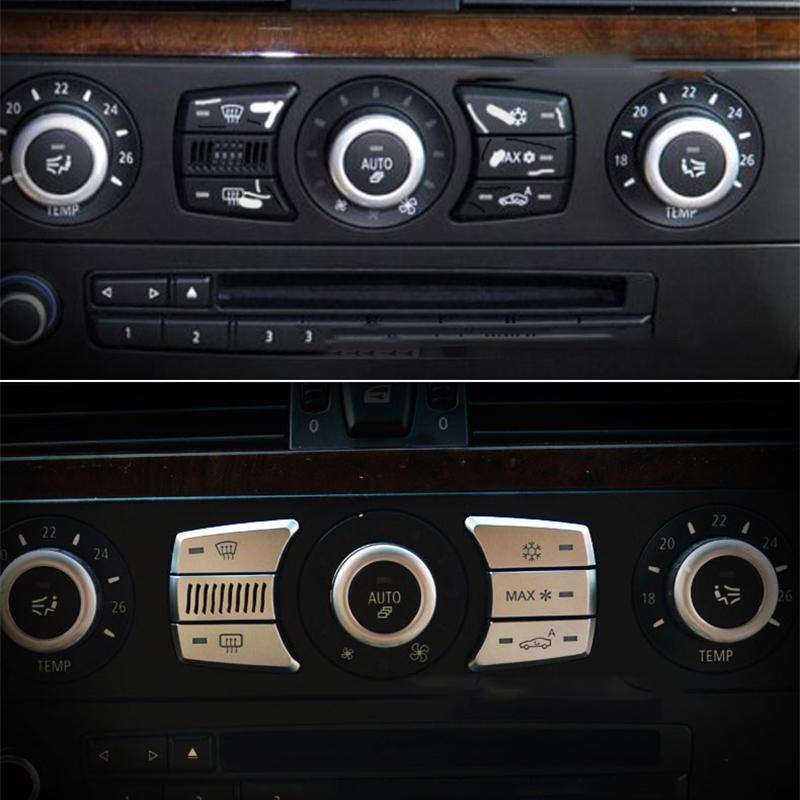 6 Teile/satz ABS Auto Zentrale Konsole Klimaanlage Taste Abdeckung Zubehör Für BMW 5 Series E60 520li 523li 525li 530li