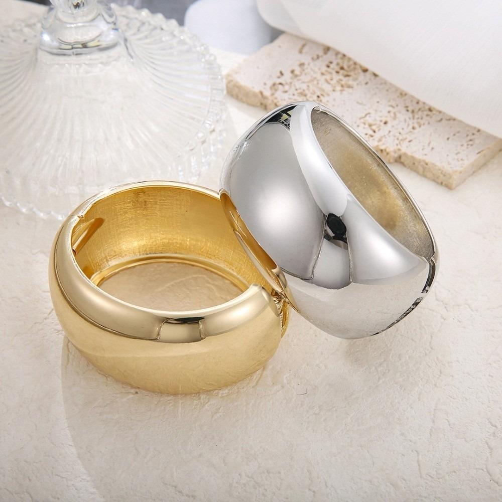 Geometry Exaggerated Bracelet Zinc Zinc Zinc Alloy Wide Side Bangle Fashion Simple Metal Bracelet  Gift
