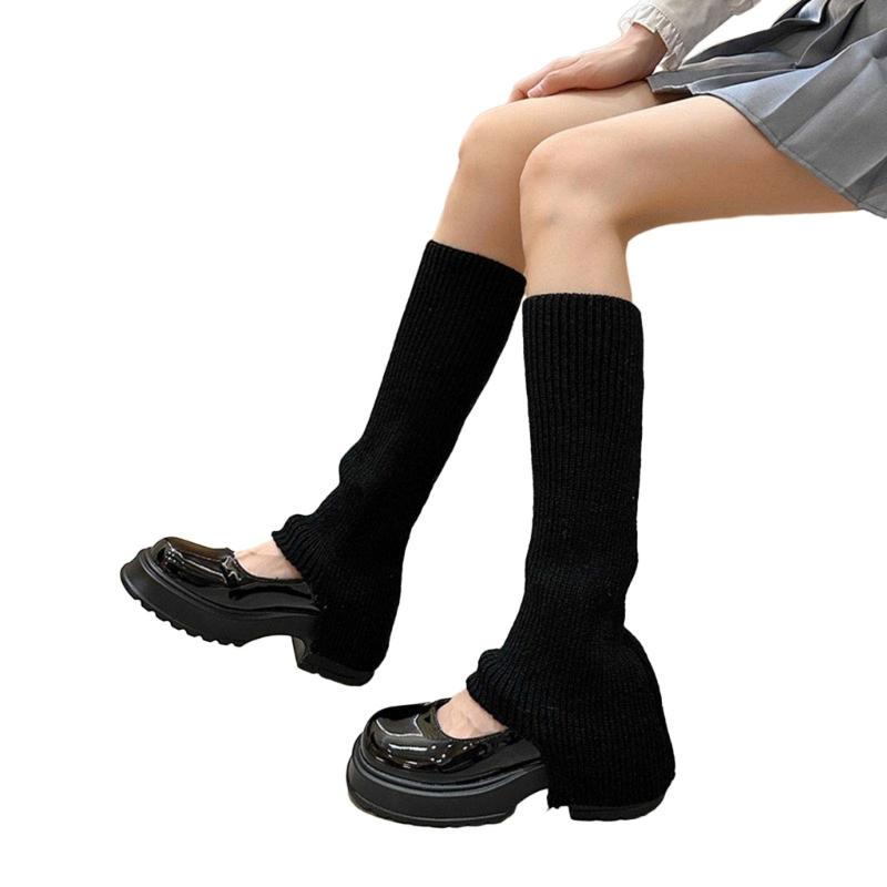 Womens Lolitas Knit Long Socks Flared Leg Warmers Harajuku Booties Socks Winter Warm Ankle Heap Socks
