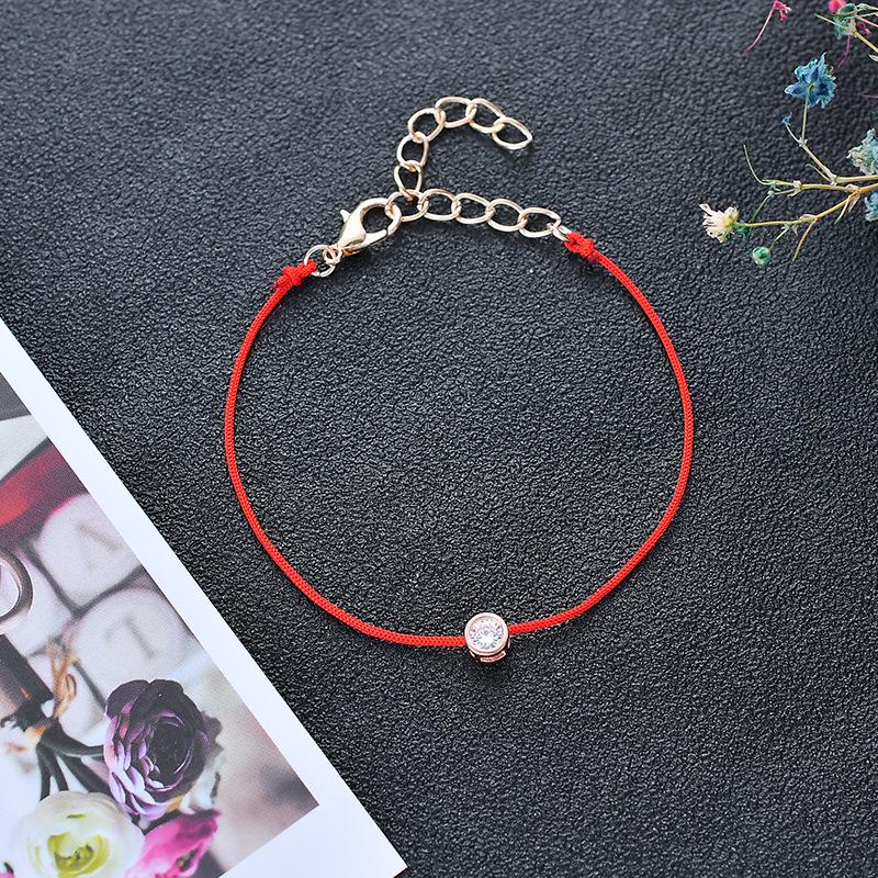 European and American simple style wish natal year red rope zircon bracelet versatile hot sale золотой