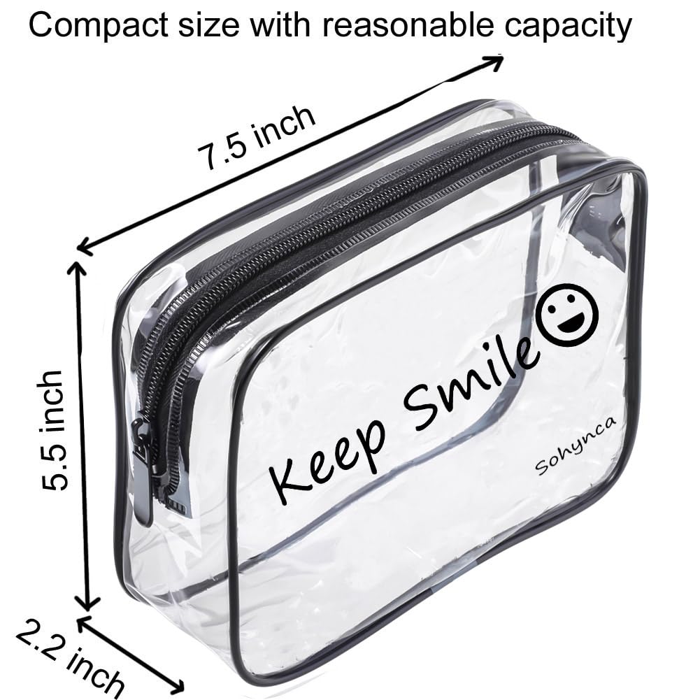 Set of 2 PVC Clear Toiletry Transparent Waterproof Cosmetic Makeup Beautiful Makeup Small Cosmetic Smile Bathroom Pouches Bags, Bags, Bags, Pouches,