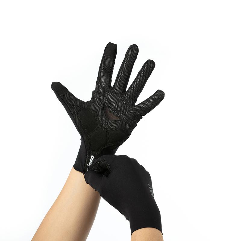 YKYW Black White Full Finger Cycling Gloves Breathable Men Bicycle Goves Touch Screen Sports Gloves MTB Bike Shockproof Gloves