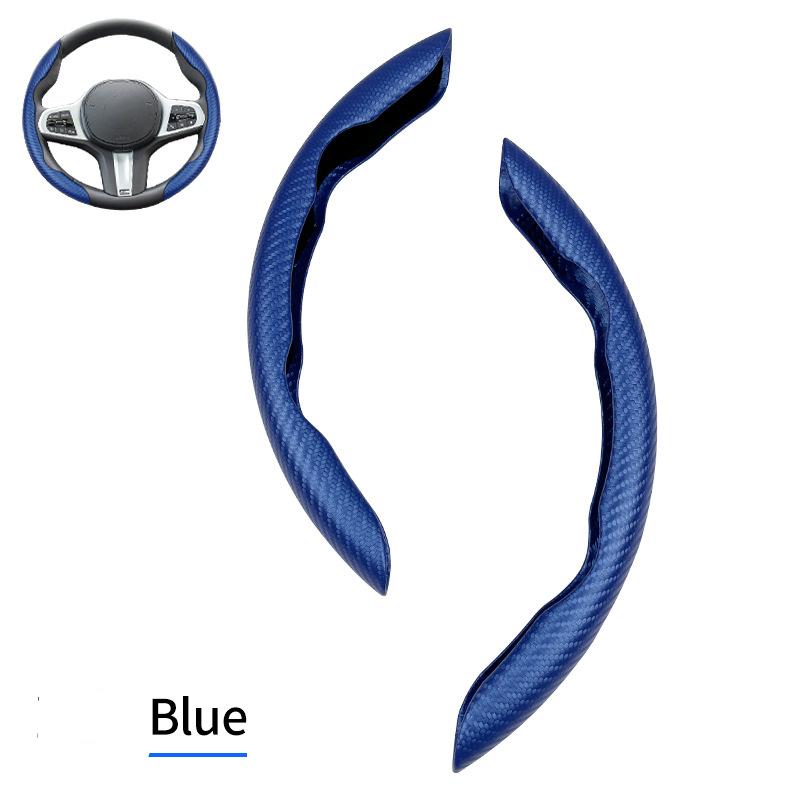 

Универсальный чехол из углеродного волокна для автомобильного рулевого колеса, нескользящий автомобильный чехол для интерьера синий