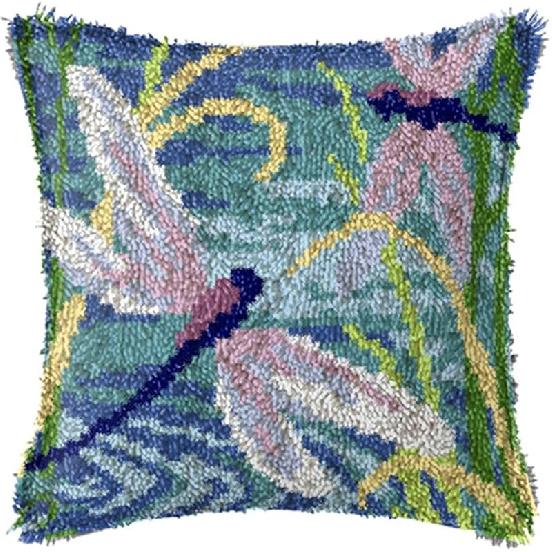 YOOLOOKY Latch Hook Rug Kits Printed Canvas DIY Rug Making Kits Home Decoration Needlework for Adults Kids 20.5  X 15 (Sloth) Dragonfly