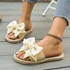 Summer New Style Round Head Fabric Butterfly Knot Soft Sole Anti-slip Wear-resistant Slippers Flat Sandals