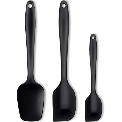 CLICSUN Silicone Heat-Resistant Spatula, Cooking Spatula, Baking Tools, Turner, Kitchen Tool, Set of 3, Black