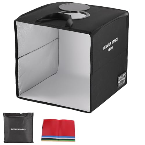 NEEWER BASICS LB30B Photo Booth, 30x30x30cm, Bicolor Photo Studio Light Box, Foldable Photography Booth with 6-Color Backdrops, 120 LEDs, CRI95+, 5800