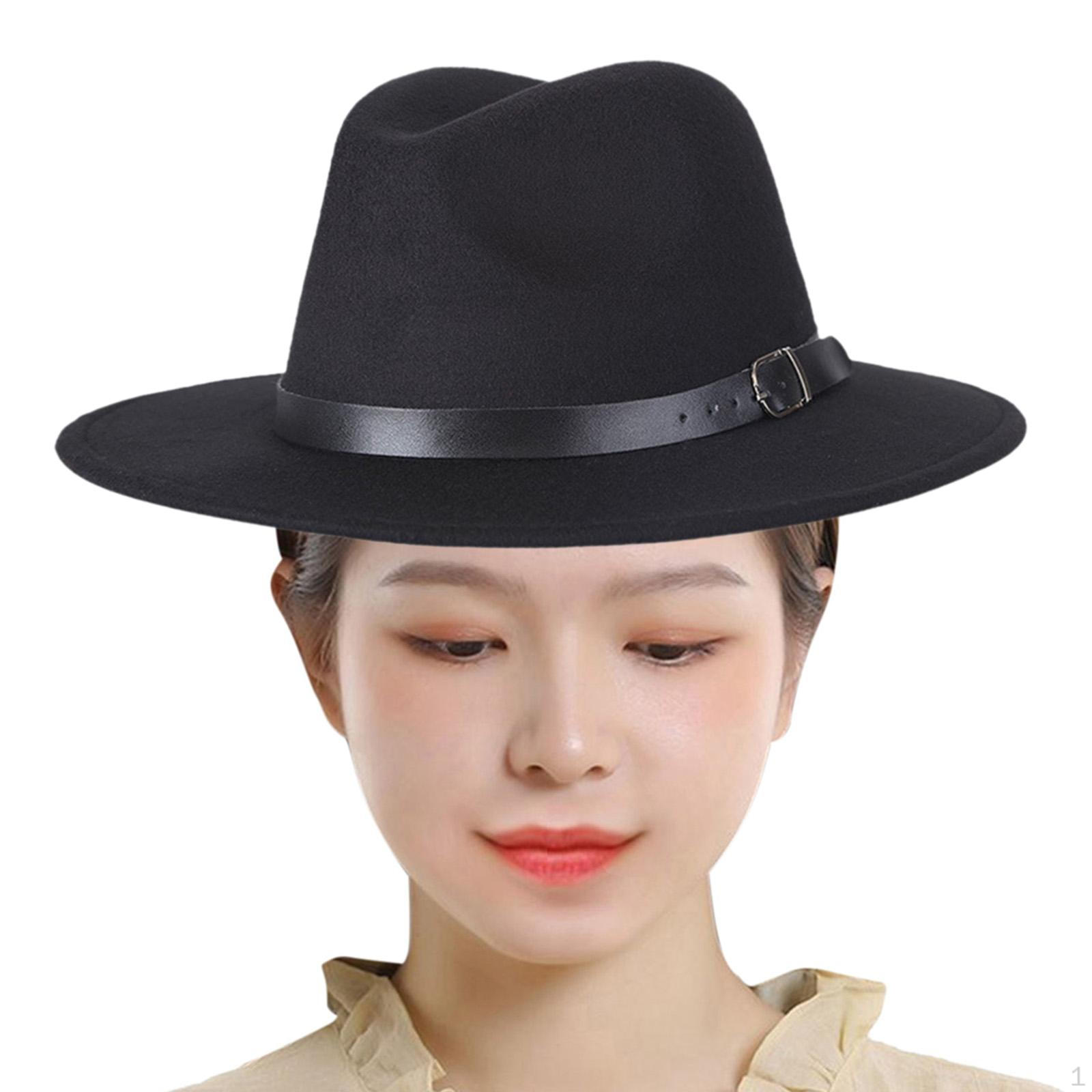 

Женская джазовая шляпа Fedora, дышащая с декором пояса, женский топ для осенних тематических вечеринок, коротких поездок чёрный