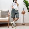 Women's High Waist Star Print Vintage Washed Denim Shorts Loose Wide Leg Culottes